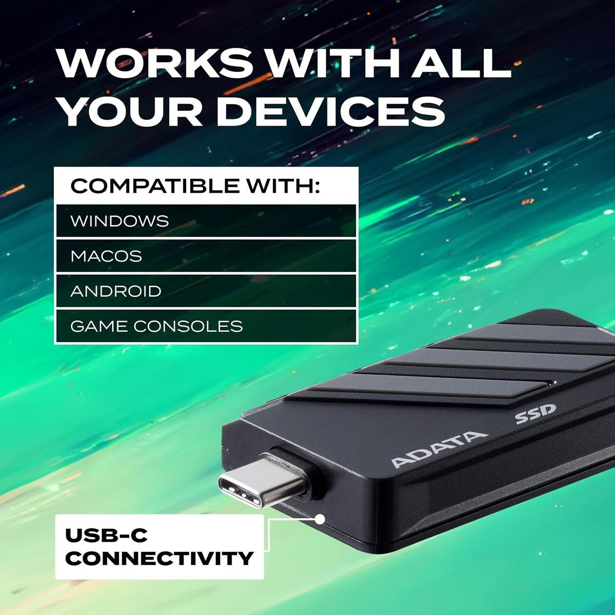 ADATA SC735 2TB External SSD | USB-C, 1,050 MB/s Read